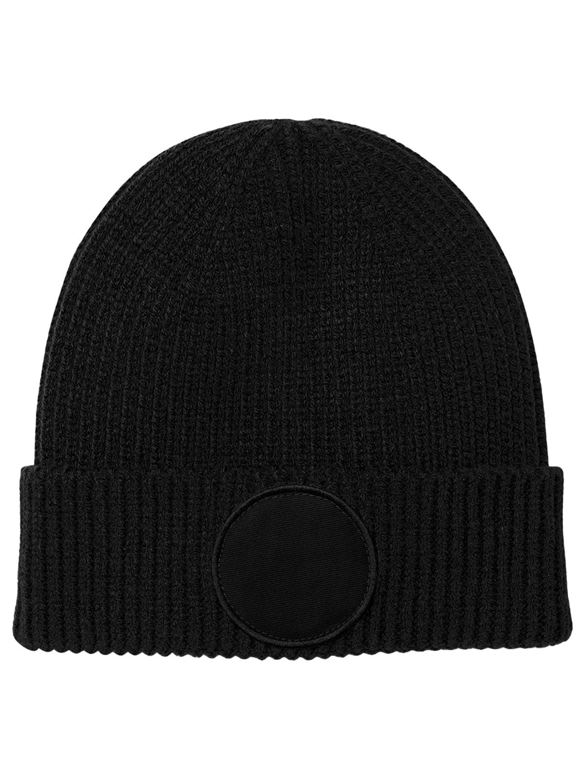 Circular patch beanie