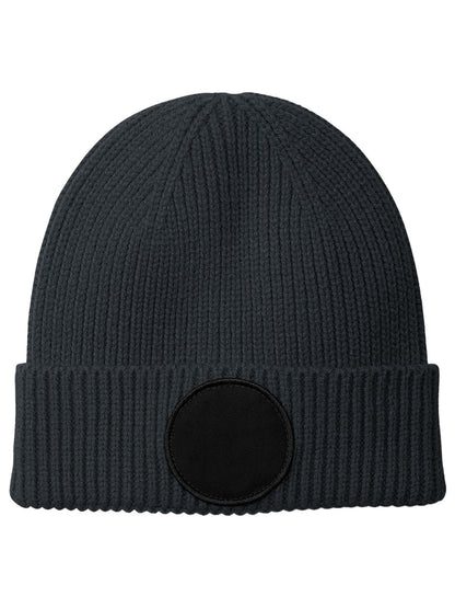 Circular patch beanie